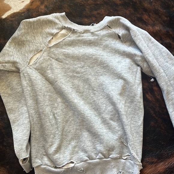 Medium grey distressed rocker  vintage inspired sweatshirt - Picture 5 of 6